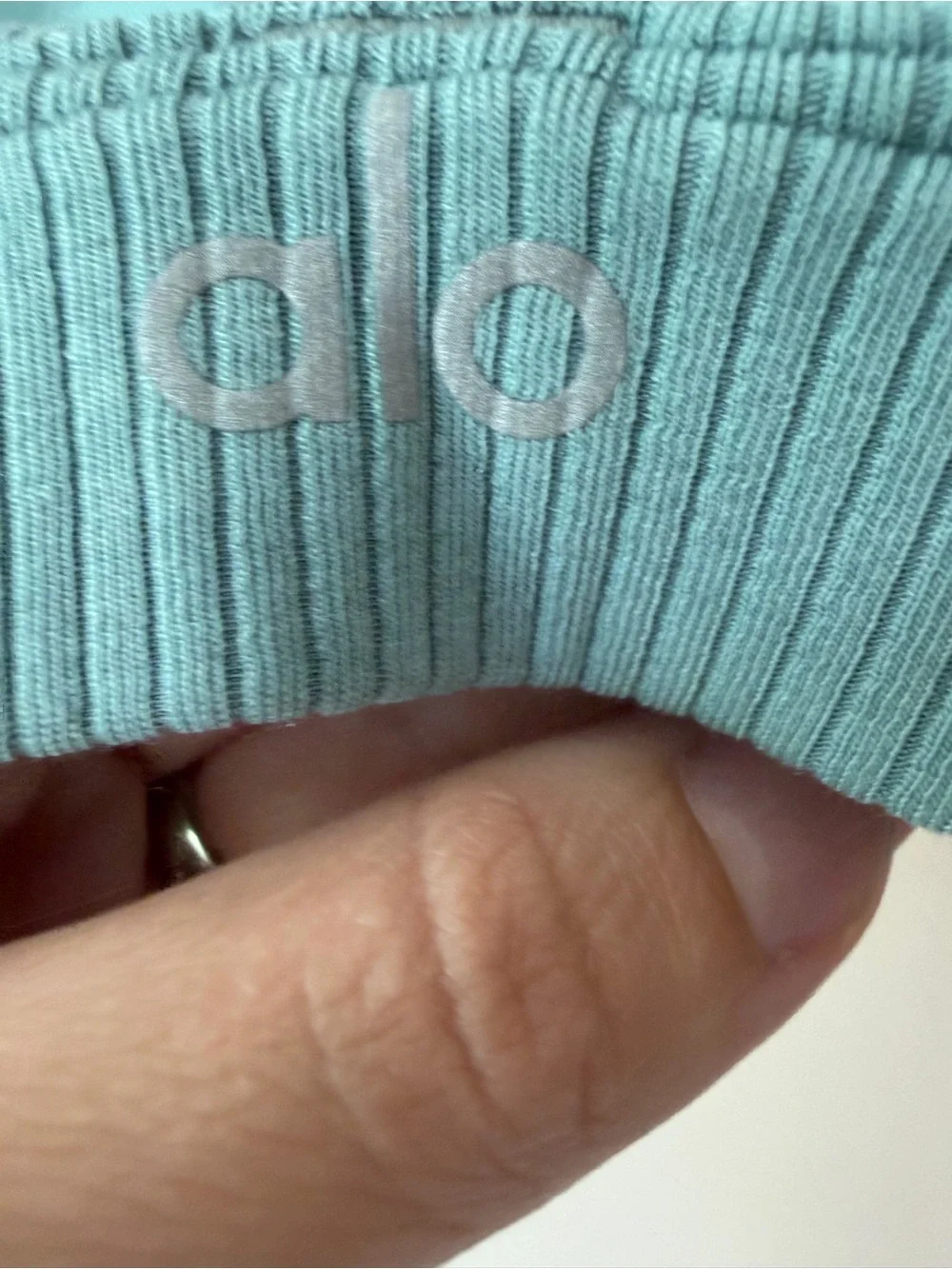 Alo Yoga Ribbed Blissful Bra Sz S Blue Skies Racerback VGUC
